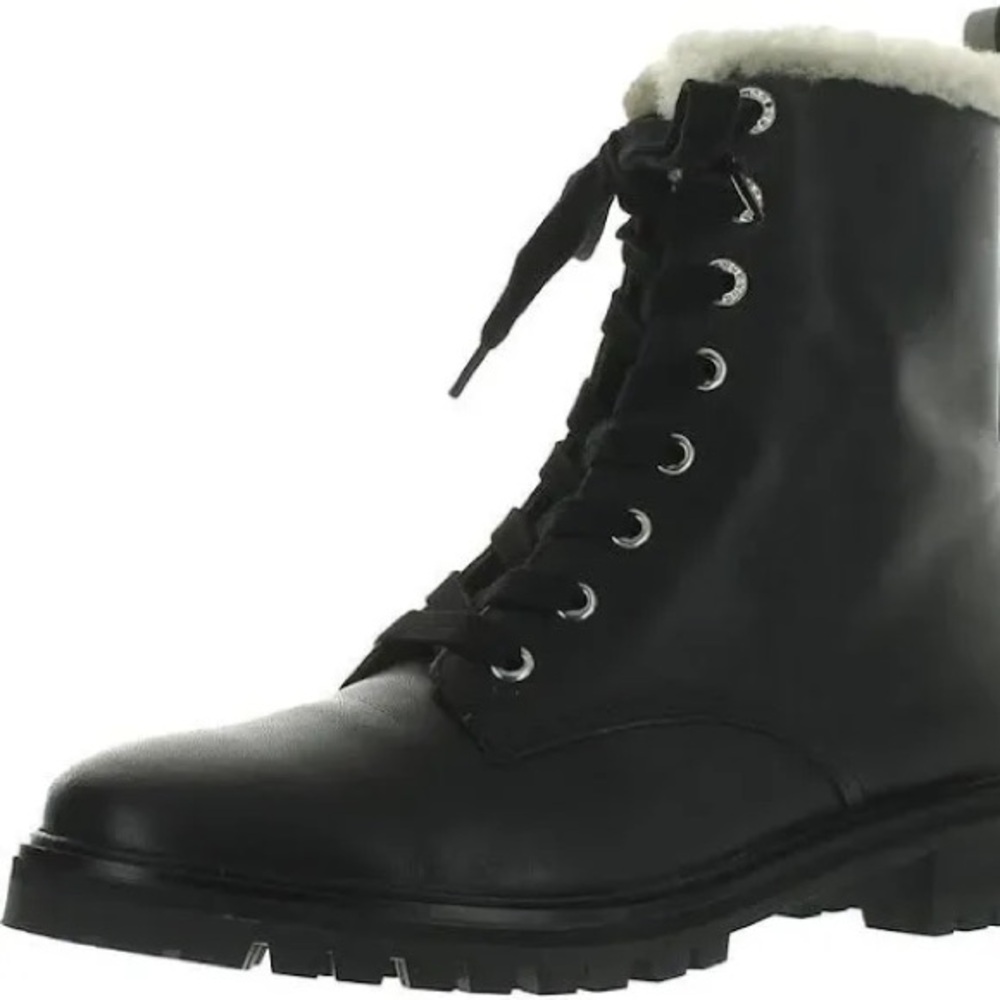 Kate Spade NIB Jemma Combat Boots faux fur trim 9 B